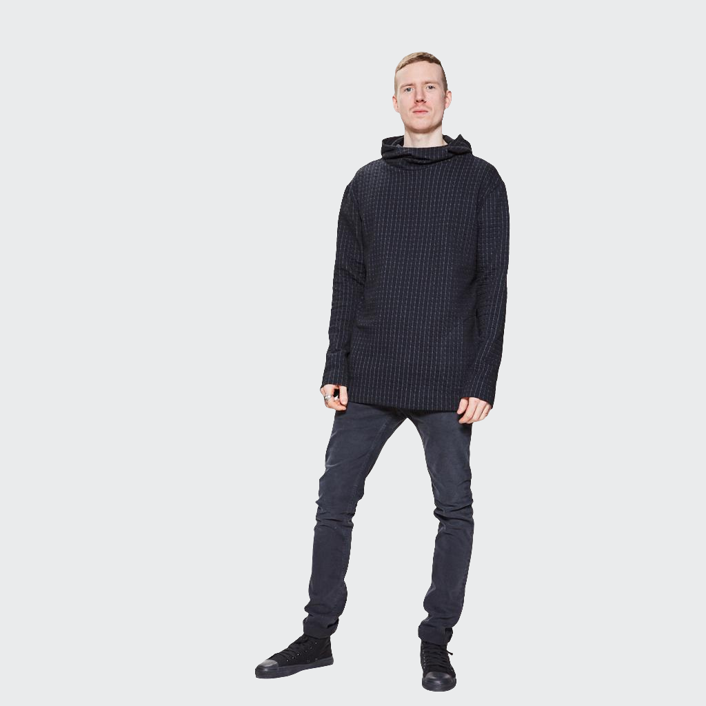 Hoodie LONG Stepp schwarz/grau