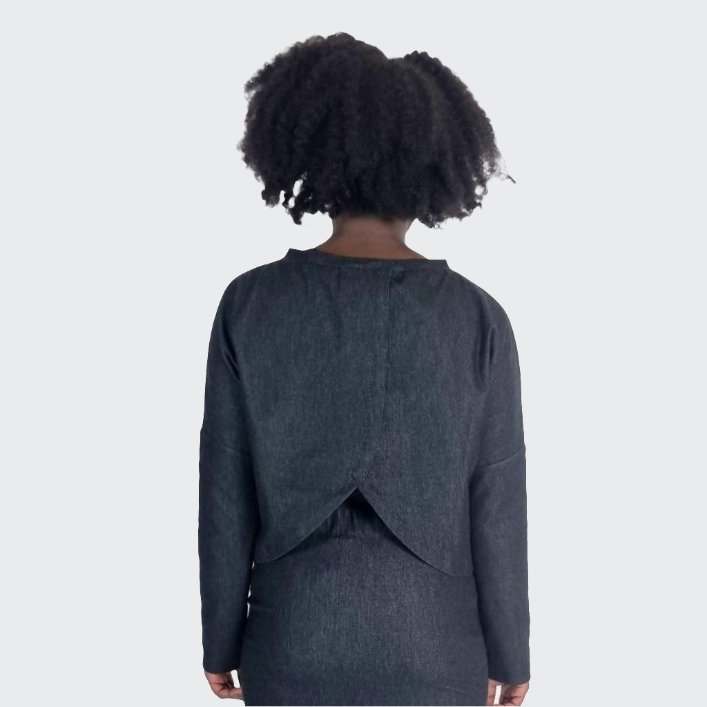 Pullover CROPPED Denim Stretch black