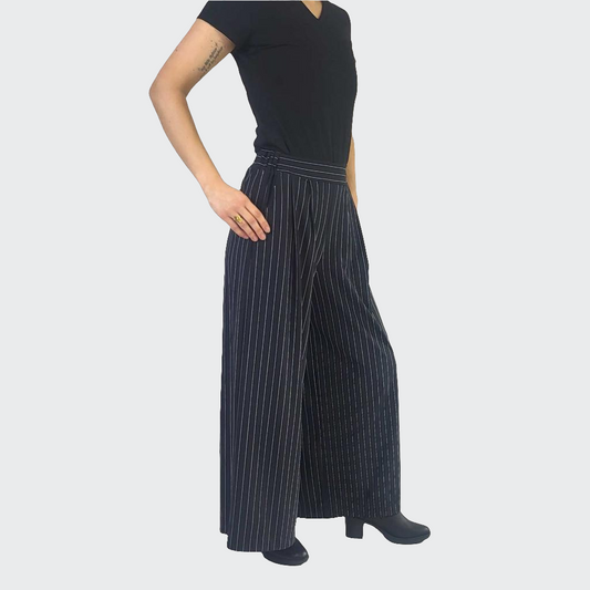 Hosenrock BUNDFALTEN Nadelstreifen schwarz/weiß