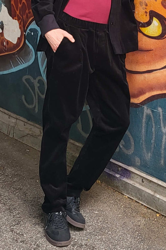 Hose BUNDFALTEN UNISEX Cord schwarz
