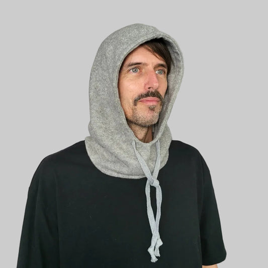 Kapuzenloop BIO-BAUMWOLLFLEECE mit Kordel grau