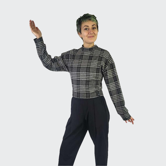 Pullover WIDE SLEEVES Strick schwarz/grau