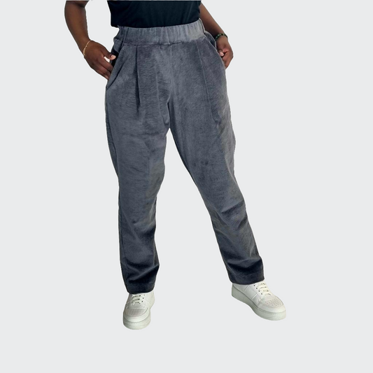 Hose BUNDFALTEN HIGH WAIST Cord mittelgrau