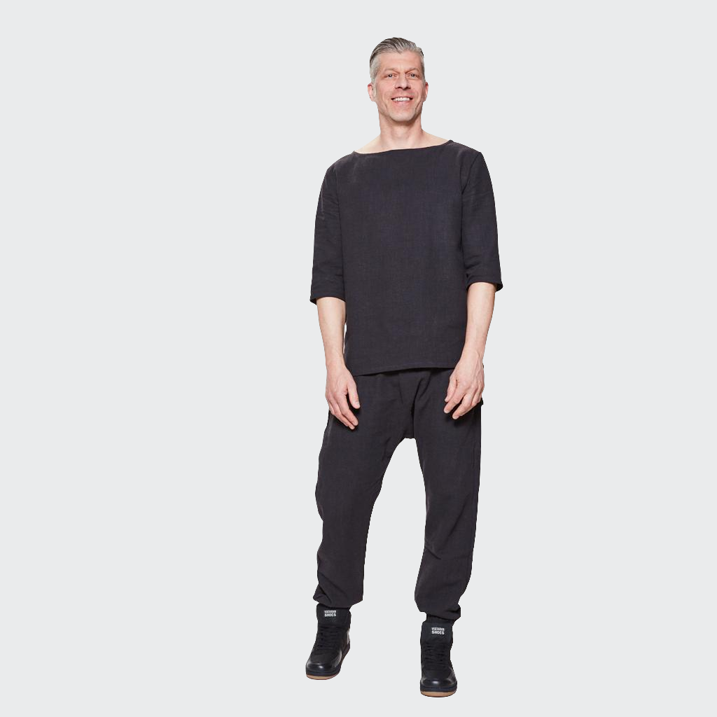 Shirt VUKUHILA Leinen schwarz