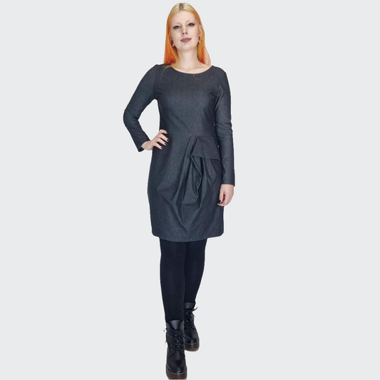 Kleid DRAPE Denim Stretch schwarz