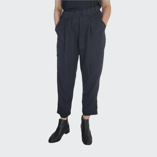 Hose BUNDFALTEN HIGH WAIST Tencel™ schwarz