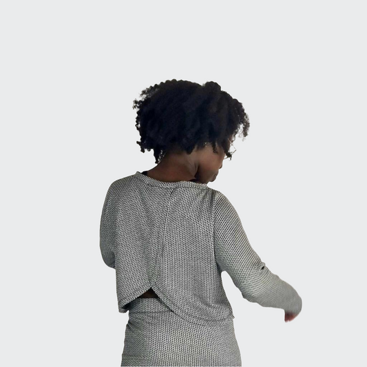 Pullover CROPPED Struktur hellgrau