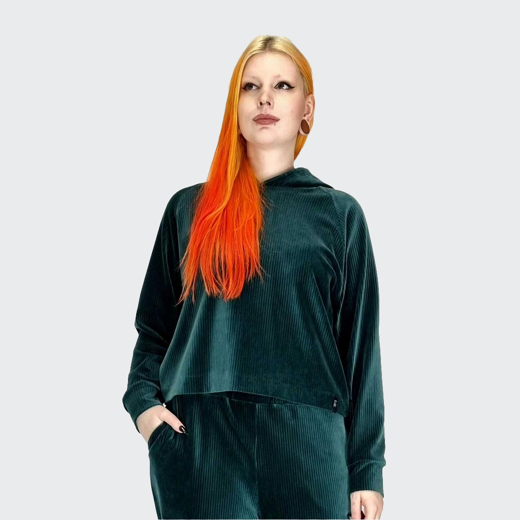 Hoodie BOXY Nickicord grün