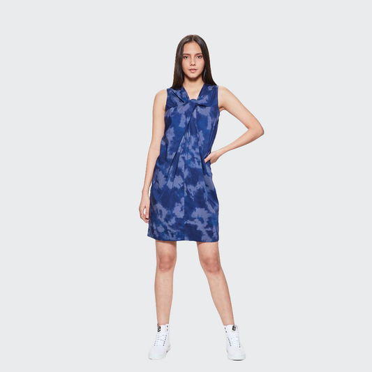 Kleid KNOTEN Batik grau/blau