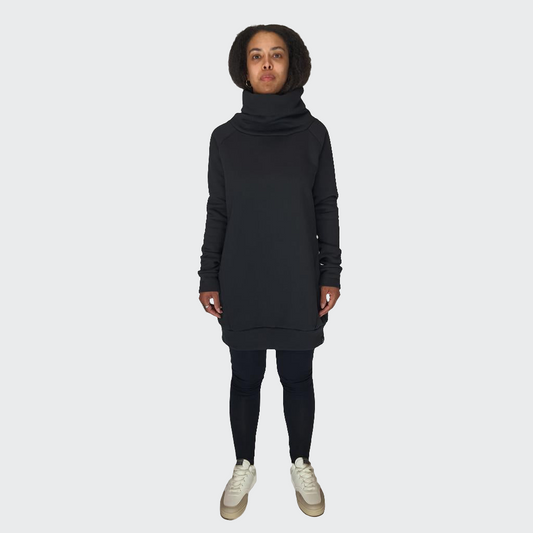 Pulloverkleid ROLLKRAGEN Heavy Sweat schwarz