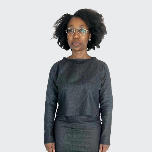 Pullover CROPPED Denim Stretch black