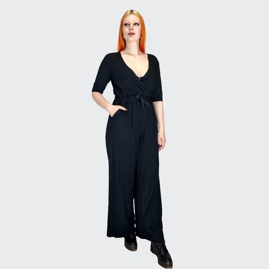 Jumpsuit WIDE Bambus-Viskosejersey Jersey schwarz