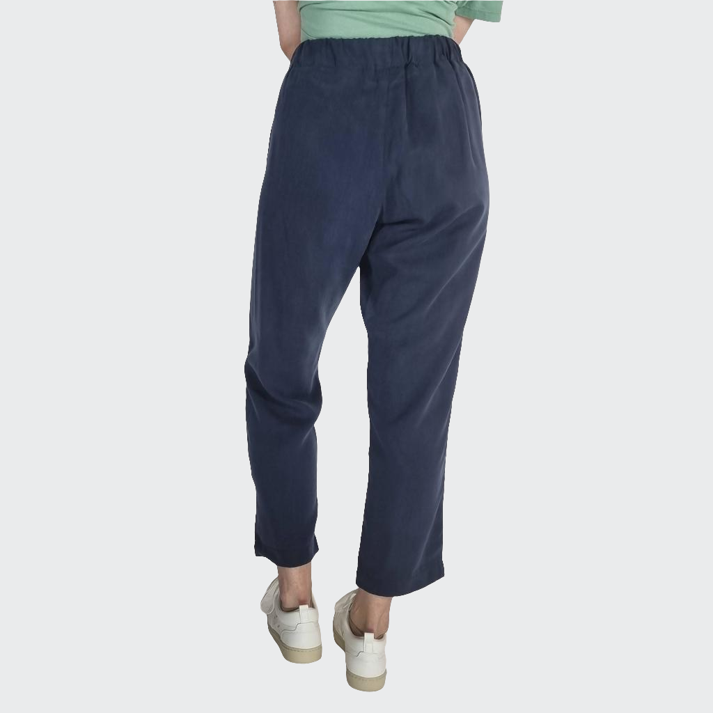 Hose BUNDFALTEN HIGH WAIST Tencel™ dunkelblau