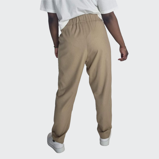 Hose BUNDFALTEN HIGH WAIST Bambusviskose camel