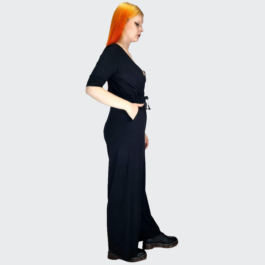 Jumpsuit WIDE Bambus-Viskosejersey Jersey schwarz