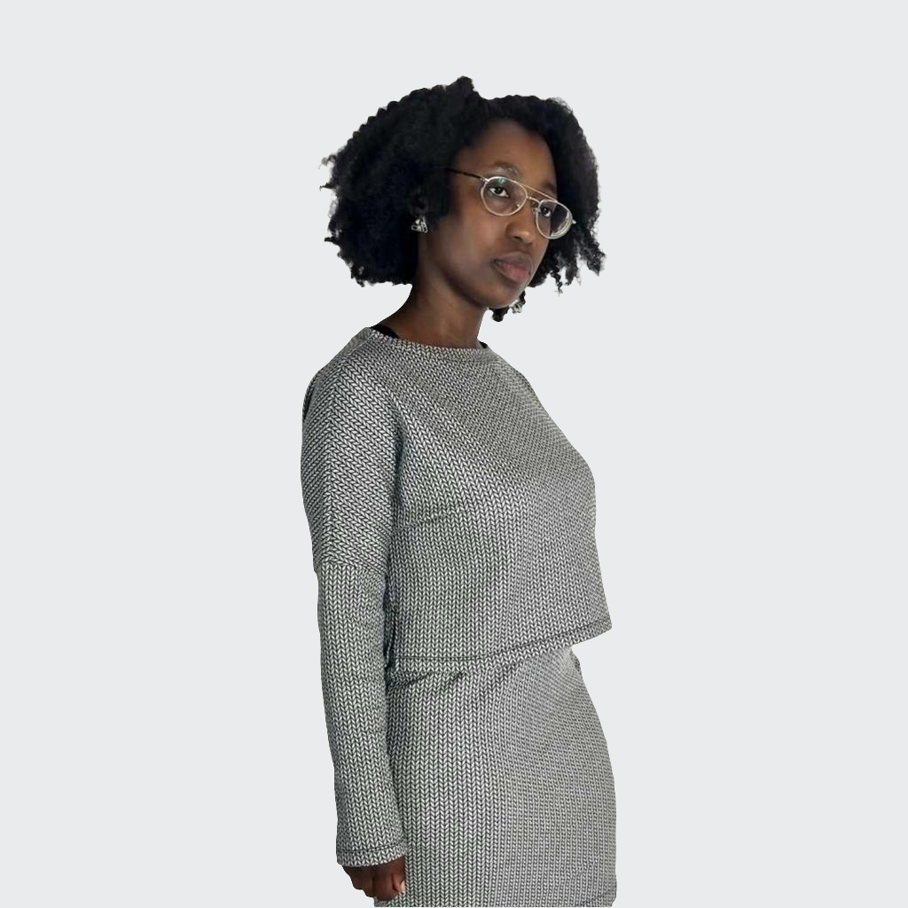 Pullover CROPPED Struktur hellgrau