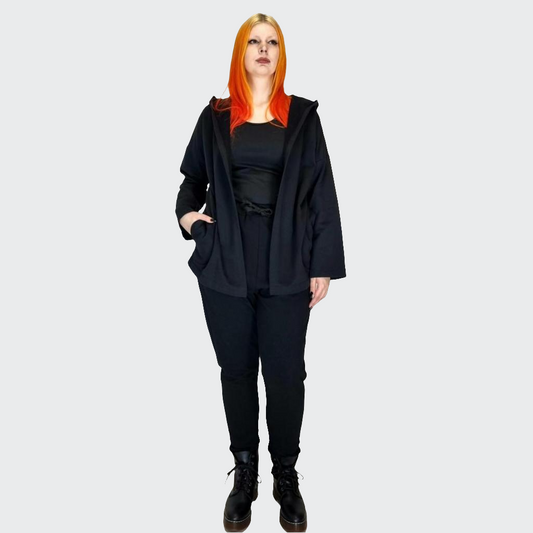 Kapuzenmantel kurz SWEAT schwarz