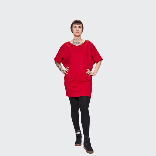 Longshirt mit Tasche OVERSIZED Jersey rot