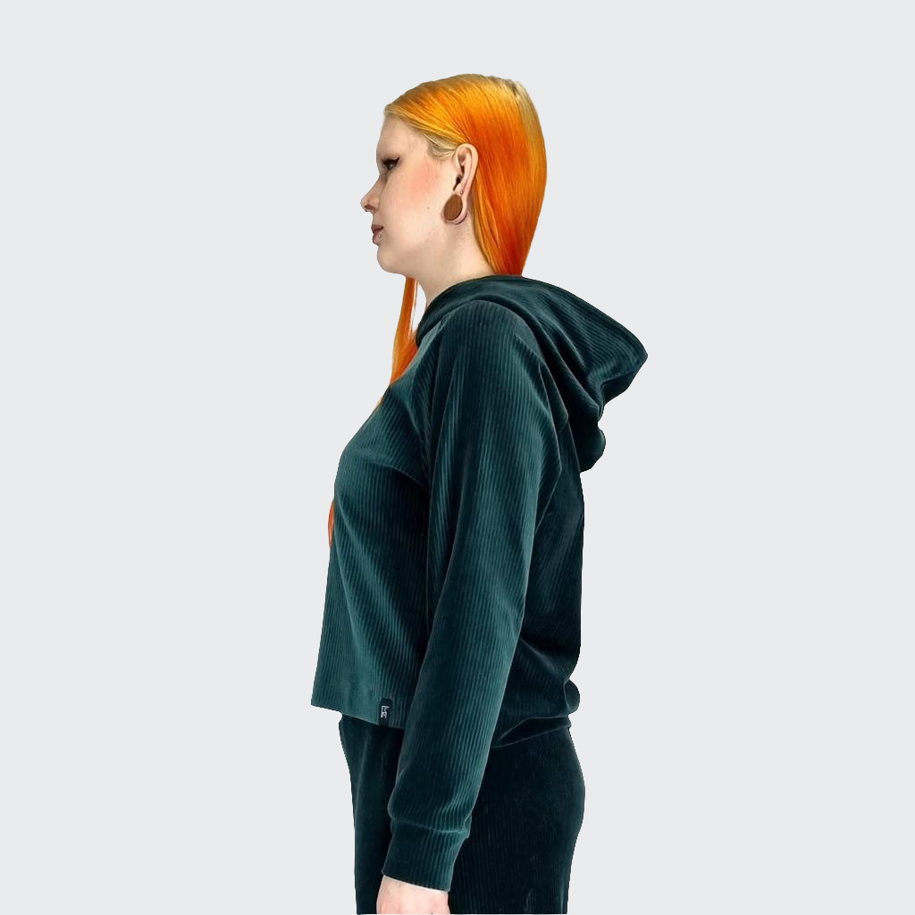 Hoodie BOXY Nickicord grün