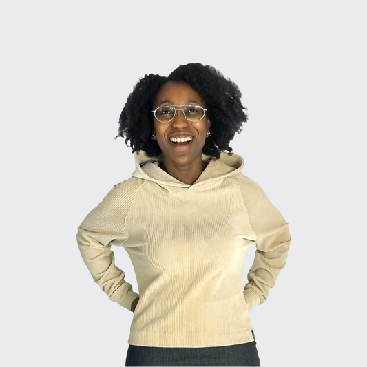 Hoodie BOXY Nickicord sand