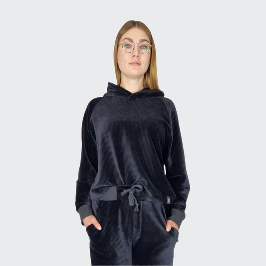 Hoodie BOXY Nickicord schwarz