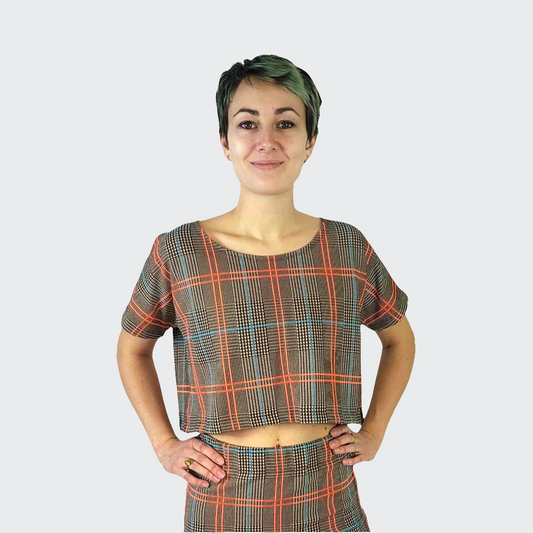 Shirt CROPPED Karo orange/bunt