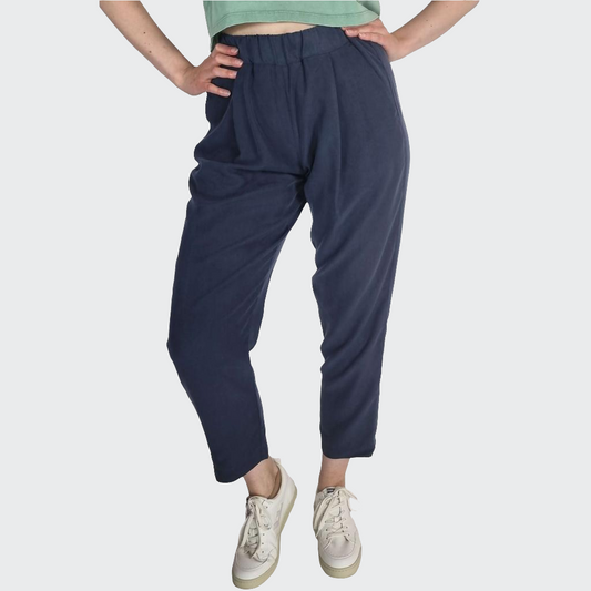 Hose BUNDFALTEN HIGH WAIST Tencel™ dunkelblau