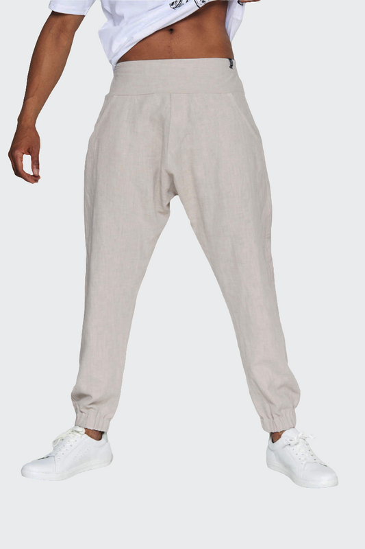 Hose BAGGY Leinen sand