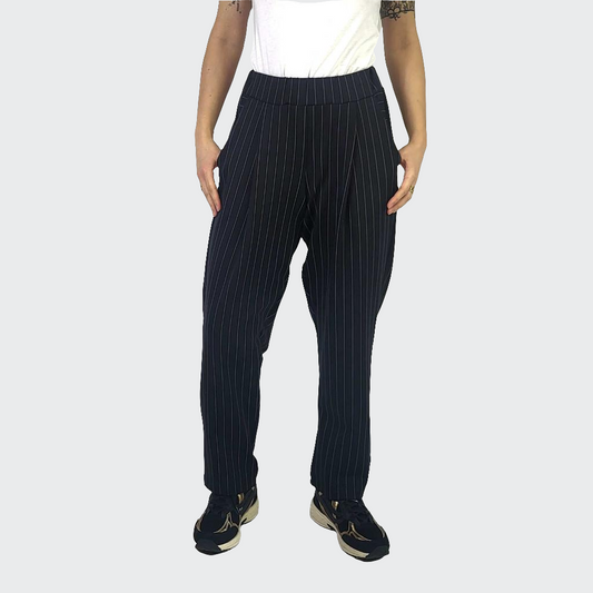 Hose BUNDFALTEN HIGH WAIST Nadelstreifen schwarz/weiß