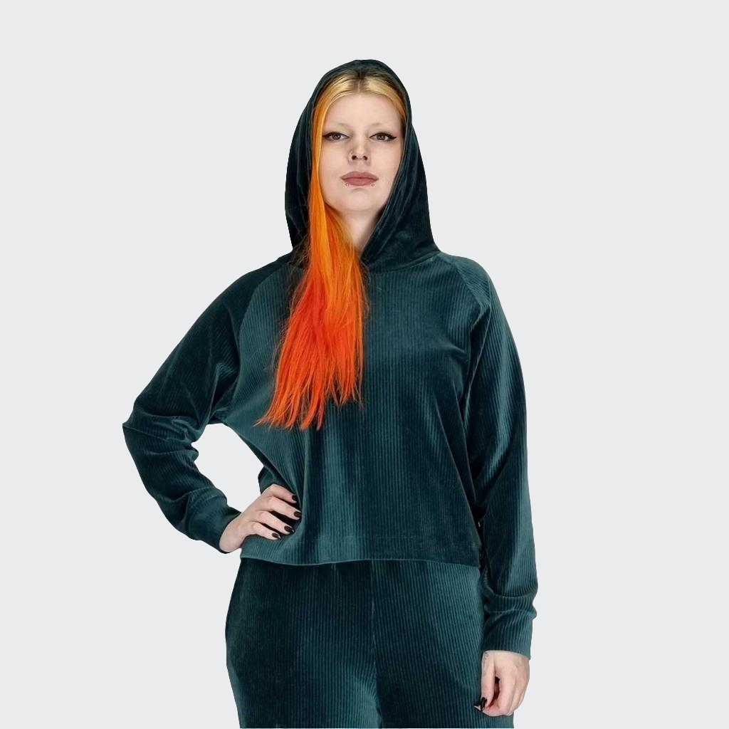 Hoodie BOXY Nickicord grün